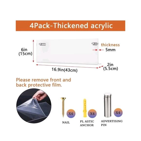 Acrylic Wall Mounted Magazine Rack Clear Display Holder Office & Waiting Room 4 - Picture 2 of 7